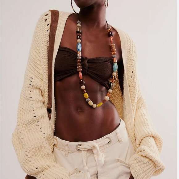 NWT FREE PEOPLE Intimately Floral Frills Knotted Bandeau BROWN - Picture 1 of 7